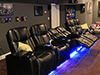 ht design hamilton home theater reclining seats straight row with loveseat, portable armrest accessory, led cupholders & baselighting, and tray tables