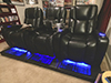 ht design hamilton straight row of 3 with pillow accessory, led cupholders & baselighting