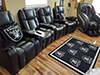 ht design hamilton curved row of 4 home theater seating with tray tables