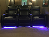 ht design paget home theater seating row of 3 with tray tables, led cupholders and baselighting