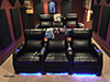ht design paget media room seats row of 3 & row of 3 left facing loveseat led cupholders & baselighting