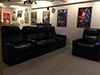 ht design pembroke straight row of 4 middle loveseat & 2-arm recliner led cupholders