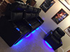 ht design pembroke straight row of 4 middle loveseat & 2-arm recliner led cupholders and baselighting