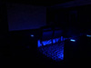 ht design pembroke row of 4 double loveseat & row of 3 w/led lighting & tray tables
