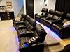 ht design southampton home theater seating curved rows of 4 middle loveseat with portable armrest accessory, led cupholders & baselighting