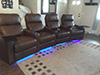 ht design southampton brown curved row of 4 tray tables, led cupholders & baselighting