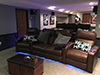 ht design southampton brown curved row of 4 middle loveseat & straight row of 3 sofa w/tray table