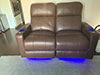 ht design southampton home theater seating brown straight row of 2 loveseat led cupholders & baselighting