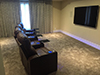 ht design brown southampton home theater seating curved row of 4 led baselighting, lighted cupholders & tray tables