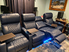 ht design sheridan home theater seating row of 4 middle loveseat tray tables, lighted cupholders, baselighting