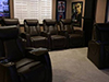 ht design somerset home theater seating row of 4 & 2-arm recliners with tray table