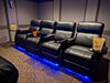 ht design warwick home theater seating row of 4 w/tray tables, led cupholders & baselighting
