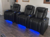 ht design waveland single 2-arm recliner & row of 2 led cupholders and baselighting
