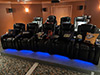 ht design waveland curved row of 6, row of 2 & single two-arm home theater reclining seats led lighting