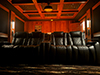ht design waveland two rows of 2 loveseat theater seats side by side and tray table attached