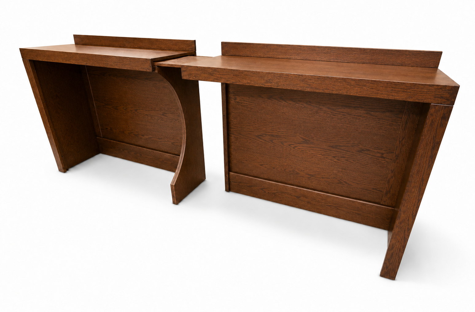 HT Design Back Row Bar joining together in Red Oak Cappuccino