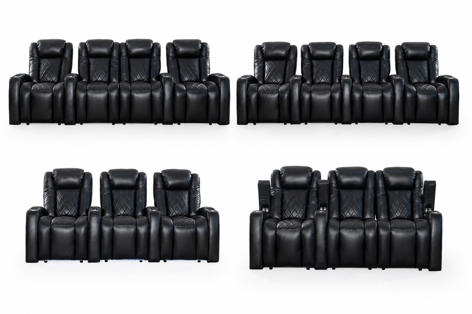 HT Design Waveland Relax straight row loveseat and sofa theater seating configurations