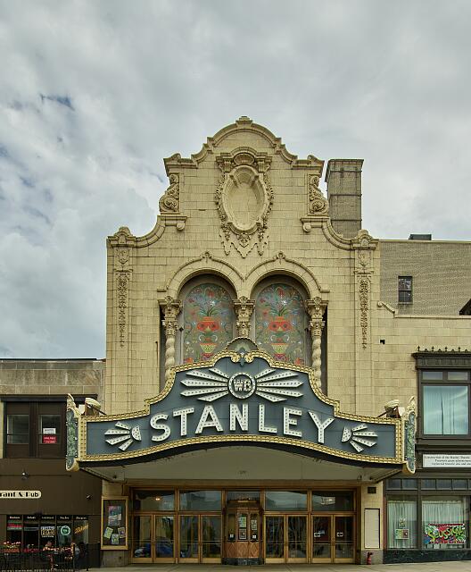 Ornate interior of the Stanley Theatre movie palace in Utica, New York