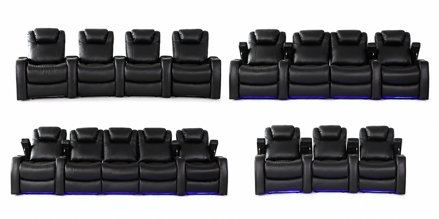 HT Design Sheffield straight curved and loveseat home theater seating configurations