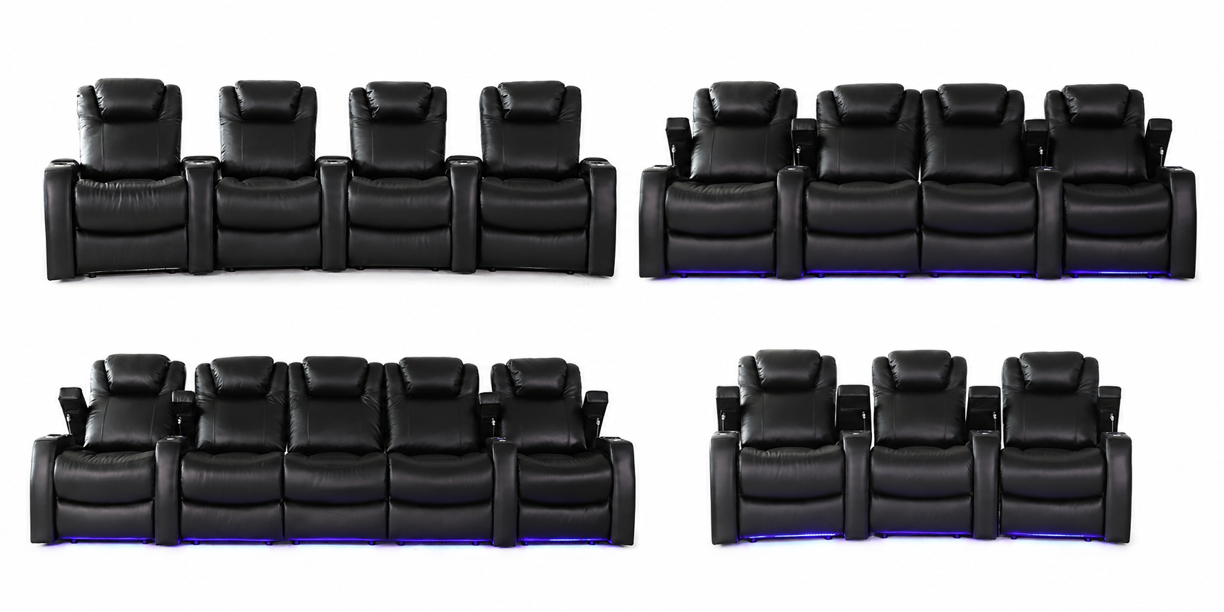 HT Design Sheffield straight curved and loveseat home theater seating configurations
