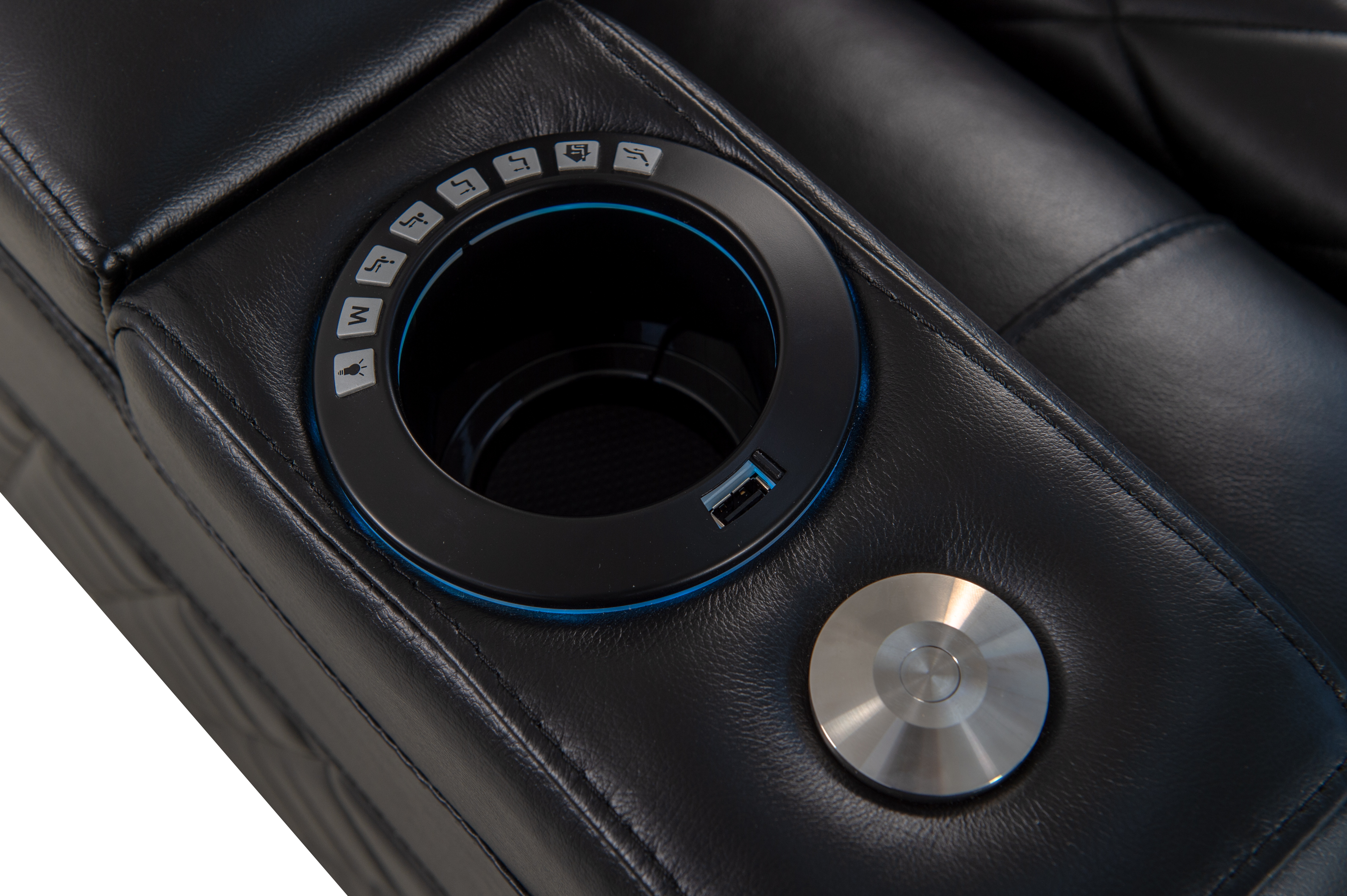 HT Design Waveland 7 color LED cupholder controls memory and USB-C charging