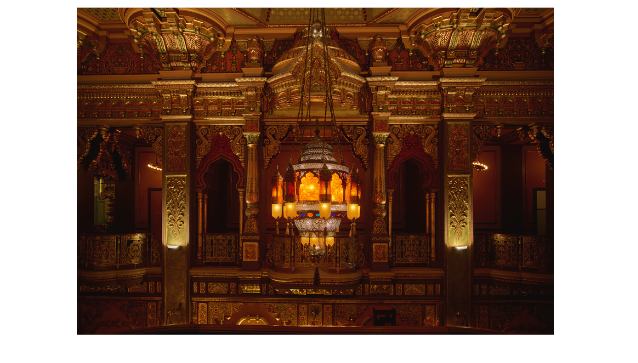 Ornate chandelier and lobby decoration at the Landmark Theatre in Syracuse, New York
