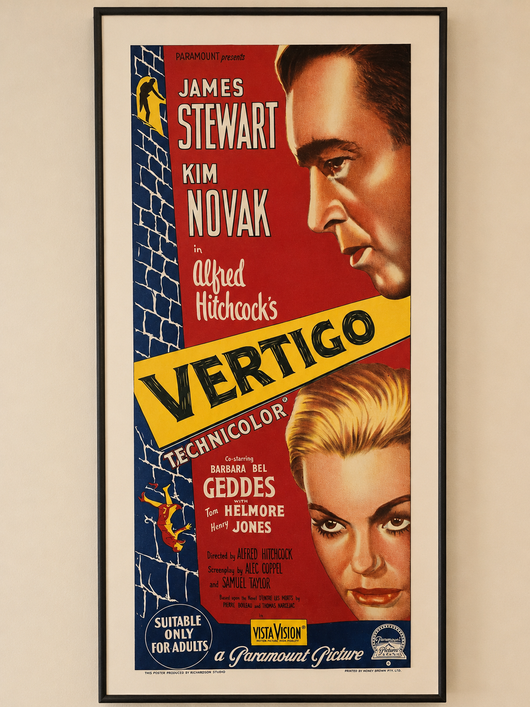 Australian daybill for Alfred Hitchcock's Vertigo displayed in Alan Hutchinson's private home theater