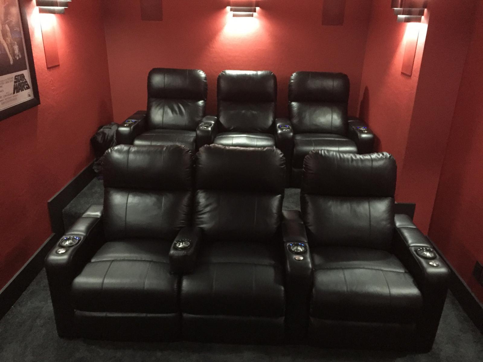 HT Design Warwick space saver home theater seating installed in two rows
