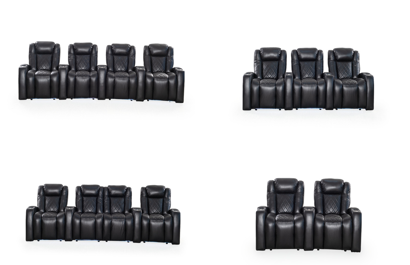 HT Design Waveland straight curved loveseat and couch theater seating configurations