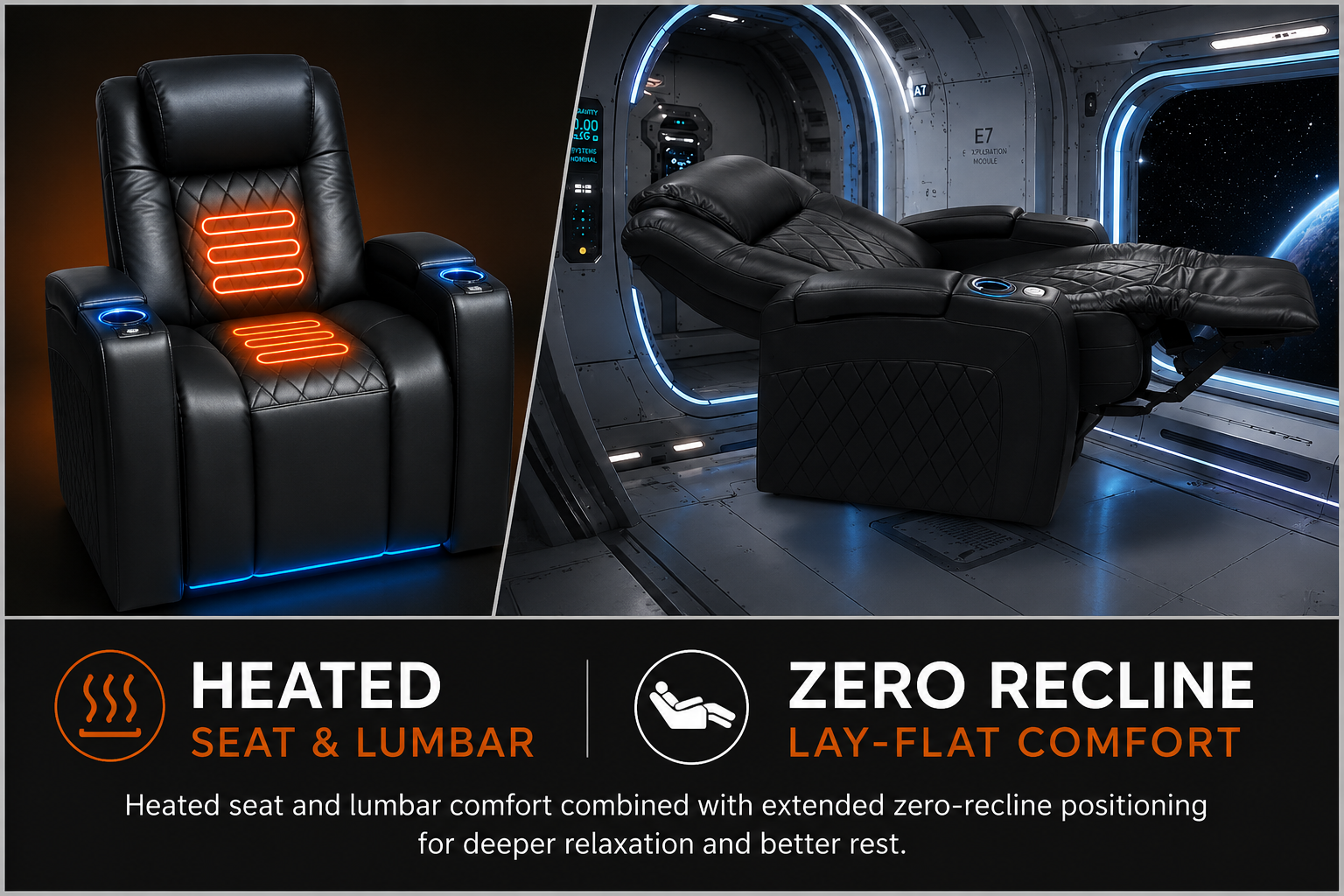 HT Design Waveland Relax lay-flat recline, heat and triple-power comfort features