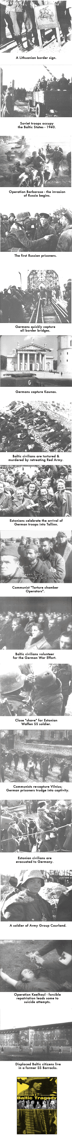 Nazi invasion of the Baltics photo reel of citizens being evacuated, captured soldiers, and conquered Russian cities.