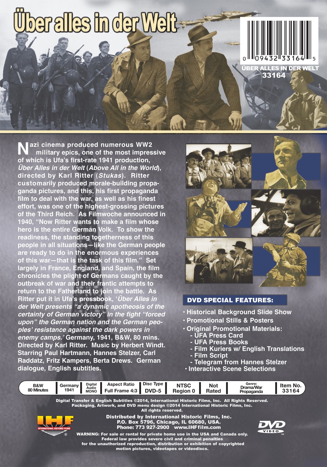 Uber Alles In Der Welt (Above All in the World - Karl Ritter 1941) DVD