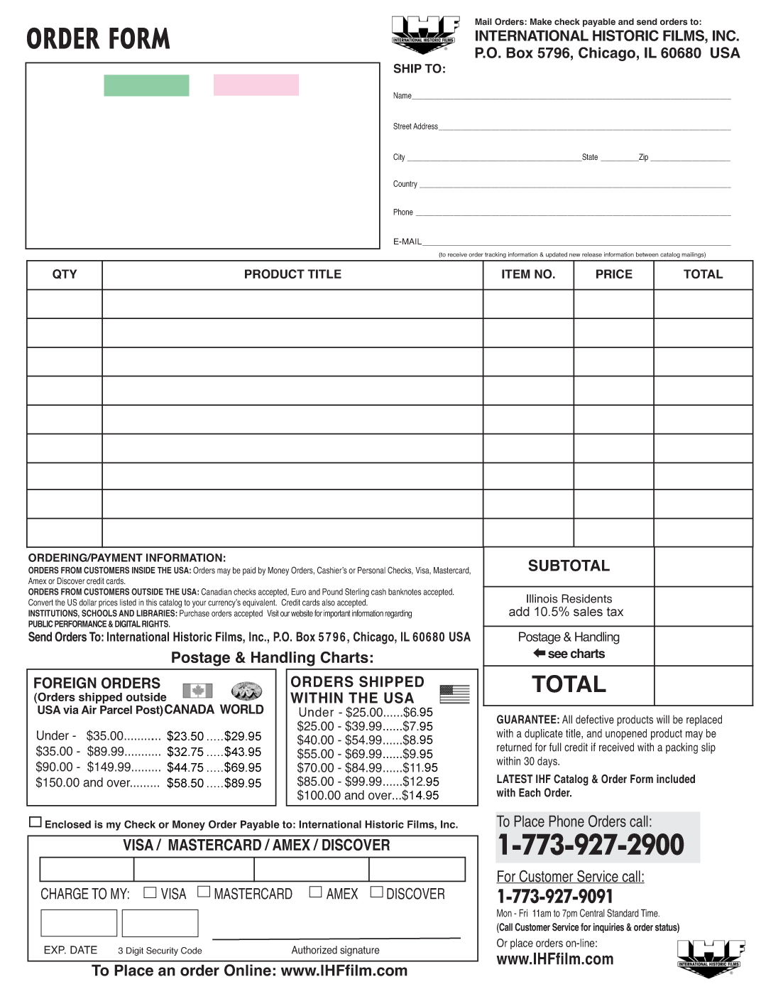 [IHF Order Form]