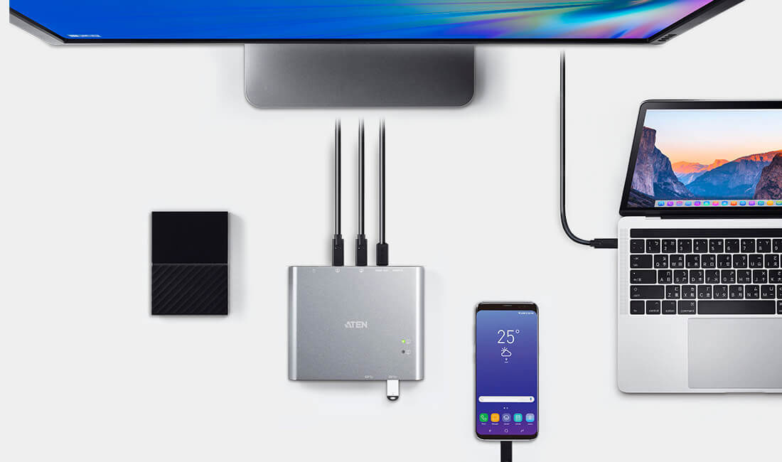 Aten US3310 USB-C KVM - Superior Video Quality and Ultra-fast USB 3.2 Data Transfer Speed