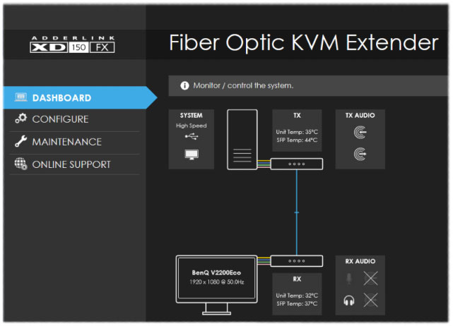 Adder XD150FX-SM Web Interface