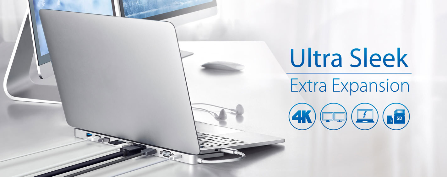Aten UH3234 Ultra Sleek USB-C Multi-port Dock with Extra Expansion