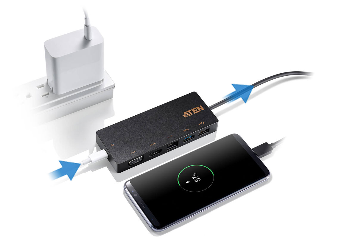 Aten UH3236 USB-C Dock - Charge your Phone while Playing