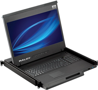 Raloy RF117HD 17 Inch LED Rackmount Monitor & Keyboard Console Drawer - MAC keyboard available - VGA, DVI - 3 to 32 Port KVM