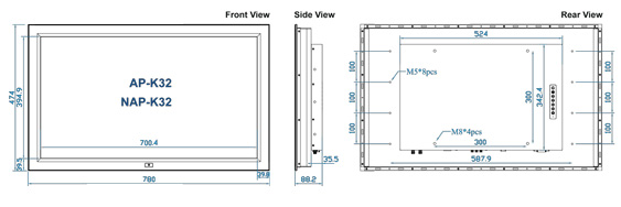 Austin Hughes UltraView AP-K32 & NAP-K32 Layout