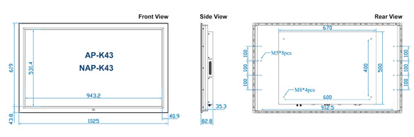 Austin Hughes UltraView AP-K43 & NAP-K43 Layout