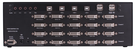 SmartAVI DVN-4Quad 4ポート クアッドDVI KVMスイッチ SM-DVN-4Q-S - SmartAVI SM-DVN-4Q-S: 4-Port Quad Dual-Link DVI-D