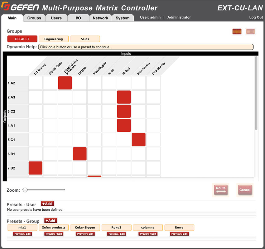 Gefen EXT-CU-LAN Web Interface - Grid View