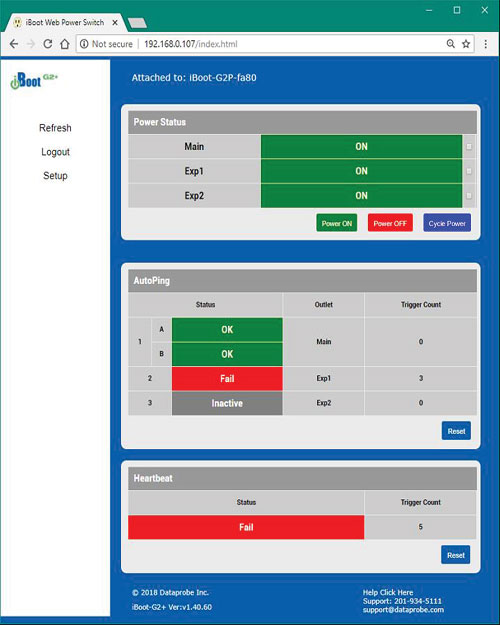 iBoot G2 Control Browser Window