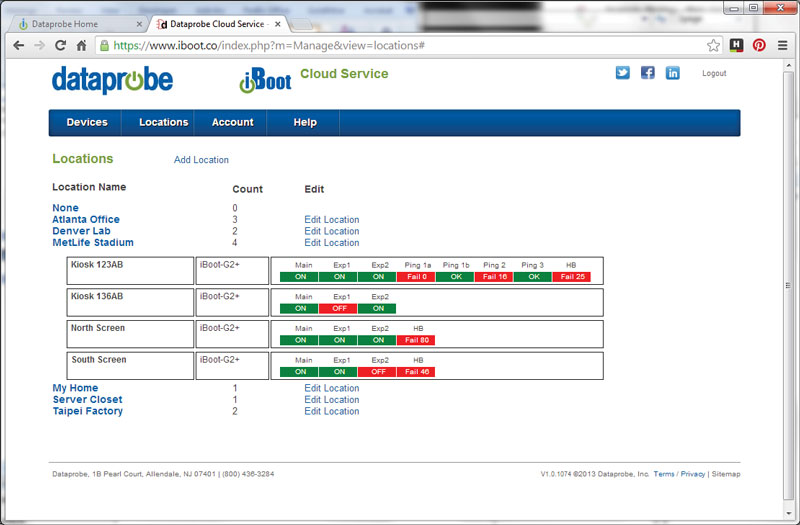 iBoot-G2 Cloud Service  User Interface Control Window