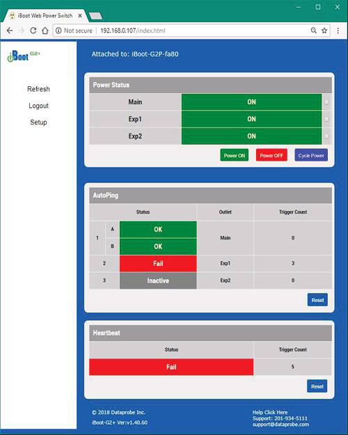 iBoot G2 Control Browser Window