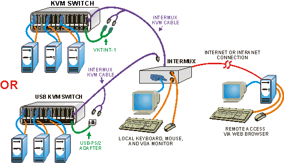 KVM or USB KVM Switch conntected to Intermux