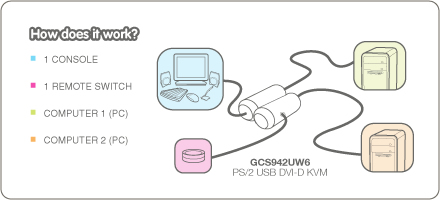 IOGEAR Hybrid DVI-D KVM Application Diagram