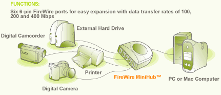 IOGEAR FireWire Hub Application Diagram