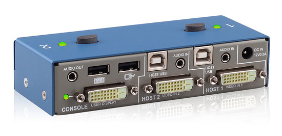 SmartAVI 2 Port DVI-I Secure KVM Switch with Audio