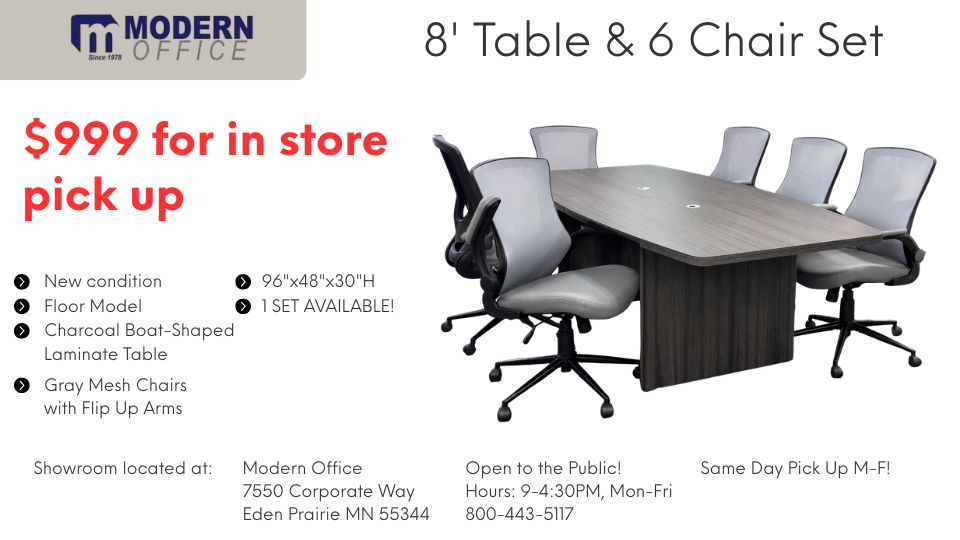 8 foot table and 6 chairs set